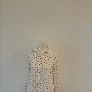 LOFT White and Brown Patterned Blouse